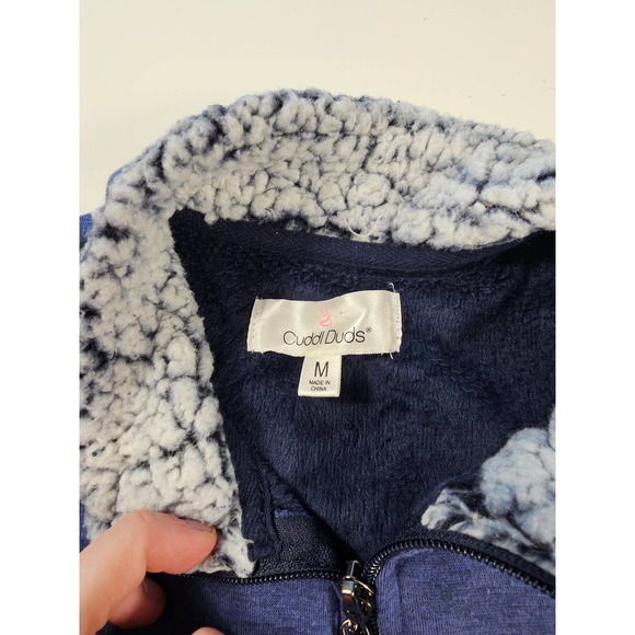 Cuddl Duds Lounge Jacket Medium Blue Zip Up Faux Fur Lined Mock Neck warm - Picture 6 of 8